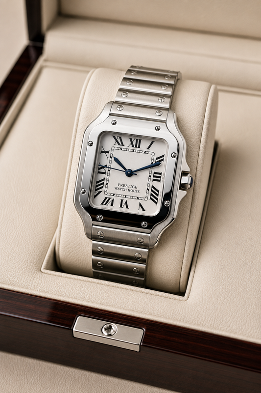 Regent Silver Roman square watch with steel-tone bracelet and Roman dial