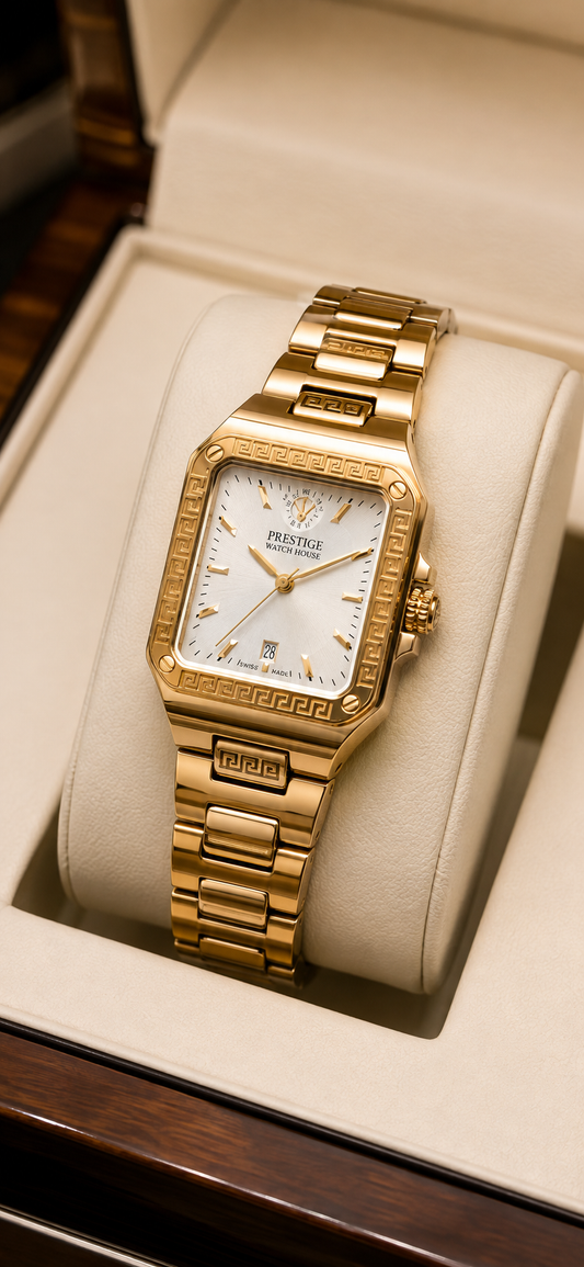 Regent Ivory gold-tone square watch with ivory dial